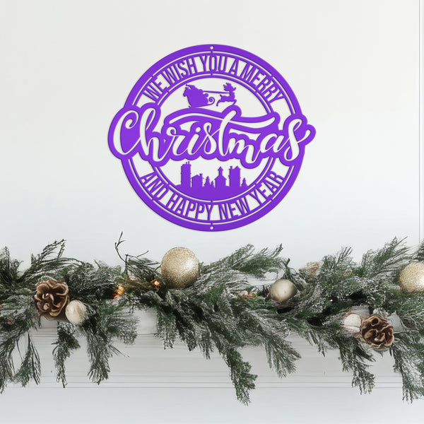 Metal Santa Claus Christmas Sign - Holiday Decor-We Wish You a Merry Christmas Metal Sign