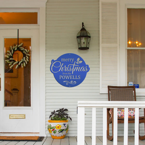 Holiday Season Custom Metal Sign - Personalized Festive Wall Art - Merry Christmas Home Decor - Stylish Seasonal Family Name Decoration