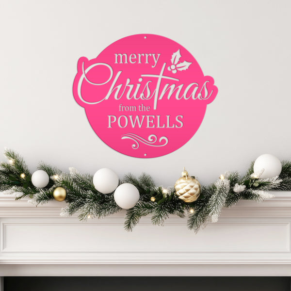 Holiday Season Custom Metal Sign - Personalized Festive Wall Art - Merry Christmas Home Decor - Stylish Seasonal Family Name Decoration