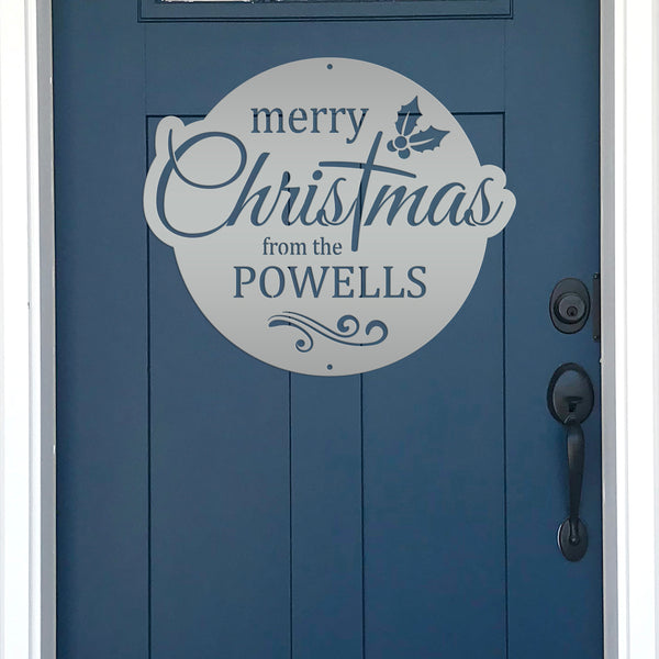 Holiday Season Custom Metal Sign - Personalized Festive Wall Art - Merry Christmas Home Decor - Stylish Seasonal Family Name Decoration