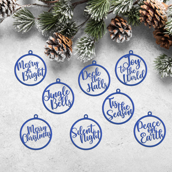 Assorted Christmas Sayings Metal Holiday Ornaments