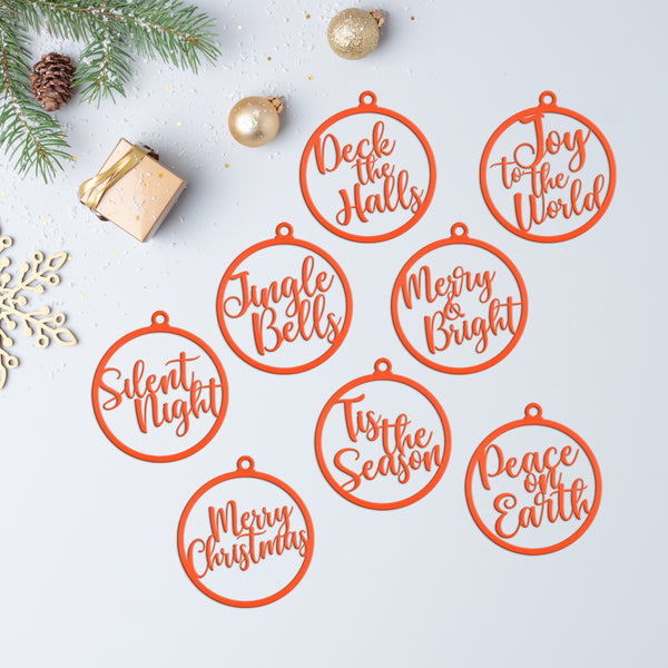 Assorted Christmas Sayings Metal Holiday Ornaments