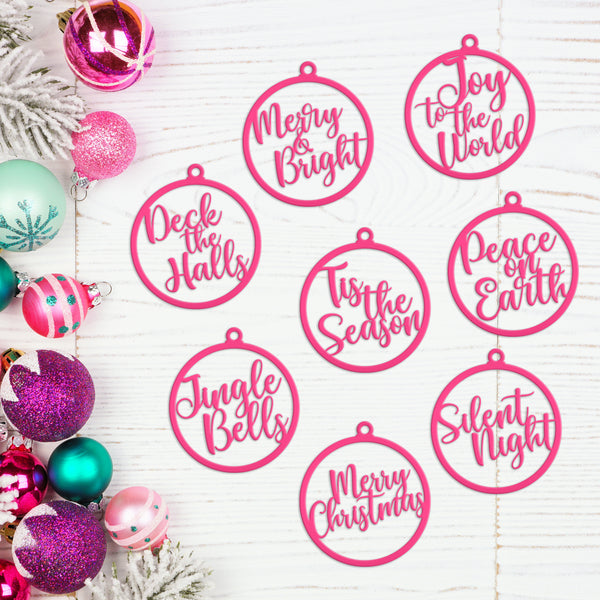 Assorted Christmas Sayings Metal Holiday Ornaments