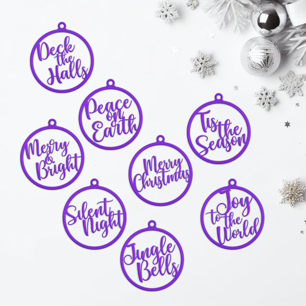 Assorted Christmas Sayings Metal Holiday Ornaments