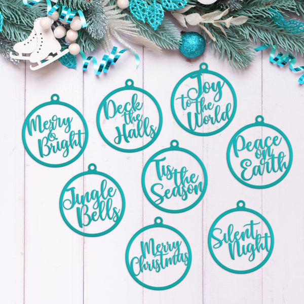 Assorted Christmas Sayings Metal Holiday Ornaments