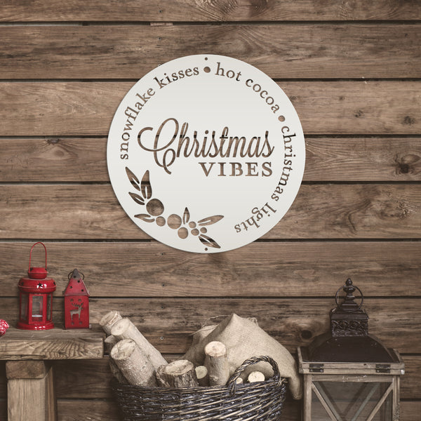 Christmas Vibes Metal Sign - Holiday Sign