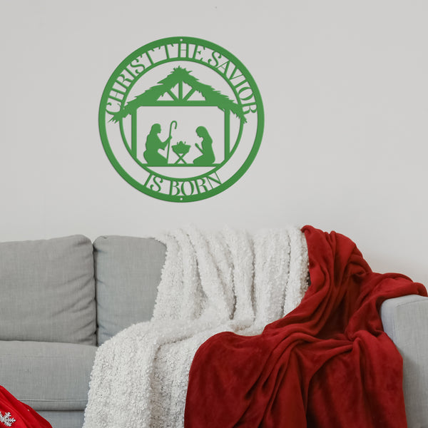 Christ the Savior is Born Christmas Metal Sign