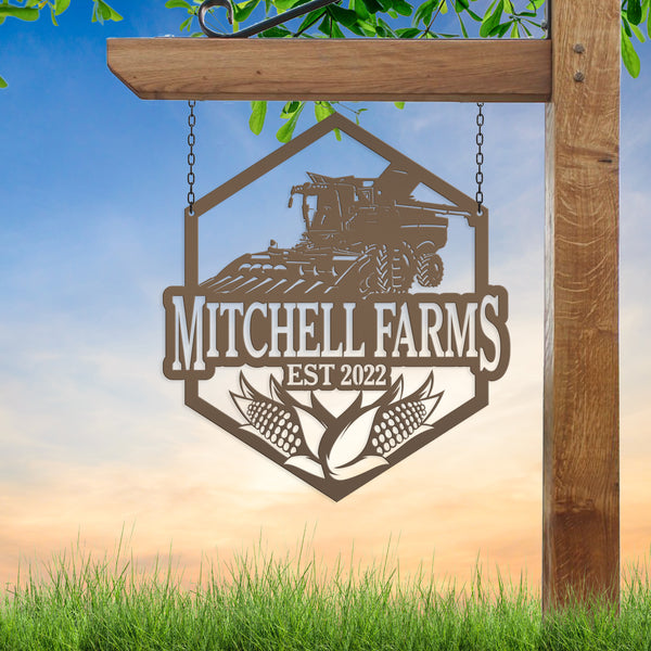 Personalized Corn and Combine Metal Sign, Farmhouse Metal Wall Decor, Combine Wall Art, Combine Wall Decor, Farm Wall Decor, Fathers Day Gift, Gift for Farmer