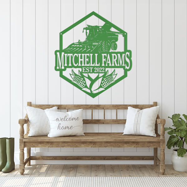 Personalized Corn and Combine Metal Sign, Farmhouse Metal Wall Decor, Combine Wall Art, Combine Wall Decor, Farm Wall Decor, Fathers Day Gift, Gift for Farmer