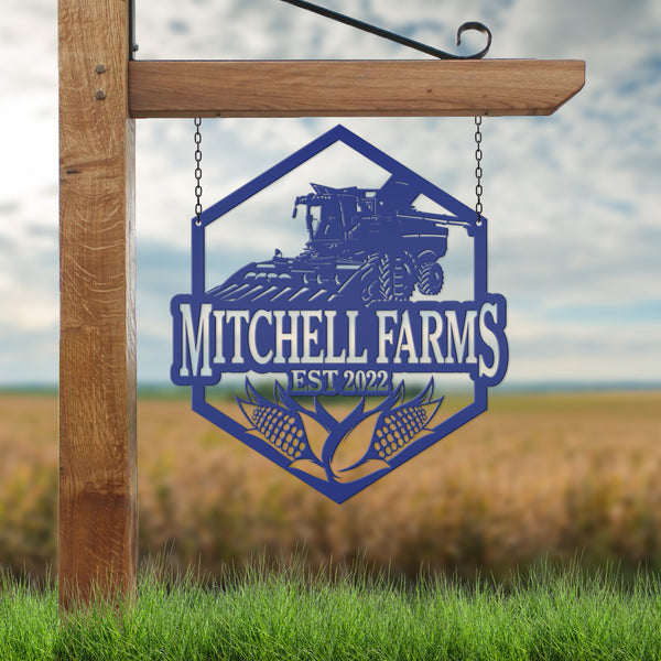 Personalized Corn and Combine Metal Sign, Farmhouse Metal Wall Decor, Combine Wall Art, Combine Wall Decor, Farm Wall Decor, Fathers Day Gift, Gift for Farmer