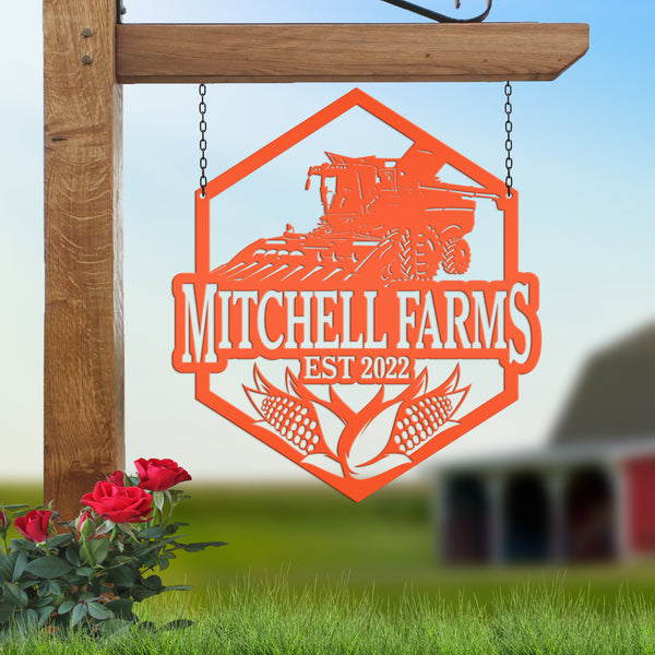 Personalized Corn and Combine Metal Sign, Farmhouse Metal Wall Decor, Combine Wall Art, Combine Wall Decor, Farm Wall Decor, Fathers Day Gift, Gift for Farmer