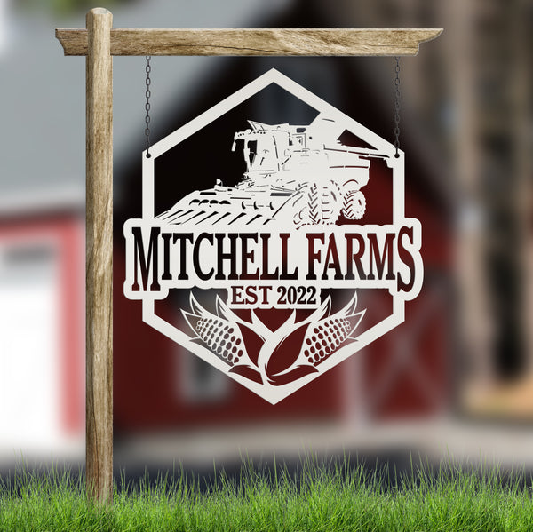 Personalized Corn and Combine Metal Sign, Farmhouse Metal Wall Decor, Combine Wall Art, Combine Wall Decor, Farm Wall Decor, Fathers Day Gift, Gift for Farmer