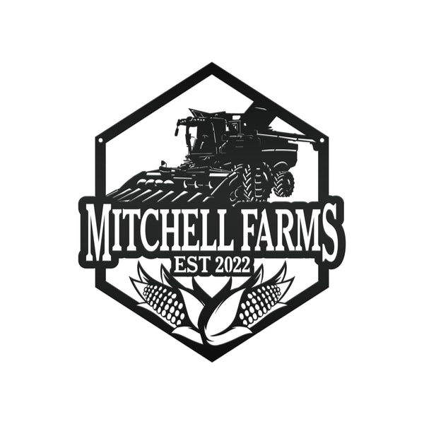 Personalized Corn and Combine with Established Date Metal Sign