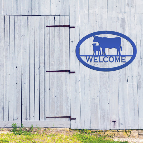 Cow and Calf Welcome Sign, Cow Metal Sign, Cow Decor, Cow Art , Cow Gift, Cow Wall Art, Farmhouse Wall Decor