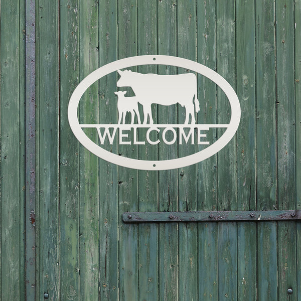 Cow and Calf Welcome Sign, Cow Metal Sign, Cow Decor, Cow Art , Cow Gift, Cow Wall Art, Farmhouse Wall Decor