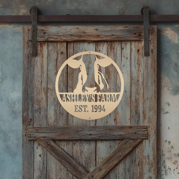 Personalized Cow Farm with Established Date Metal Sign-Custom Cow Decor-Signage