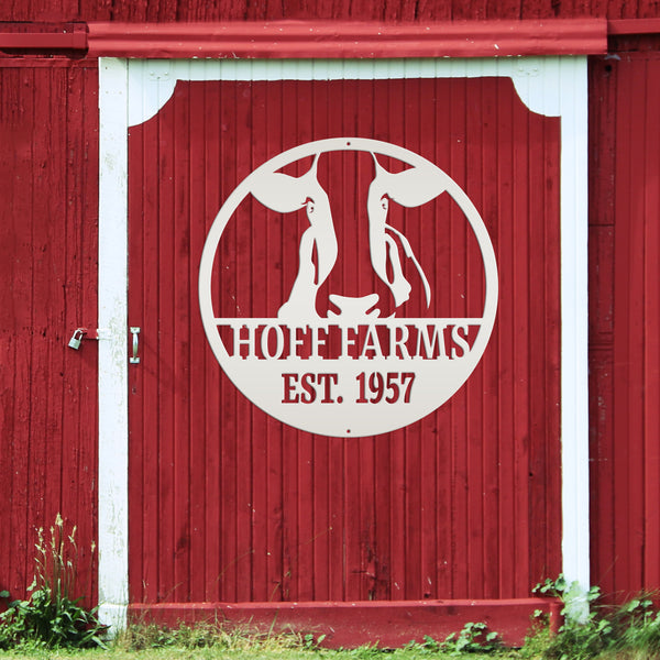 Personalized Cow Farm with Established Date Metal Sign-Custom Cow Decor-Signage