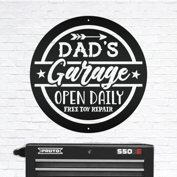 Garage Sign for Dad, Garage Wall Art,  Shop, Garage Signs , Father's Day Gift Idea, Dad's Workshop Sign, Metal Signs for Dad's Shop