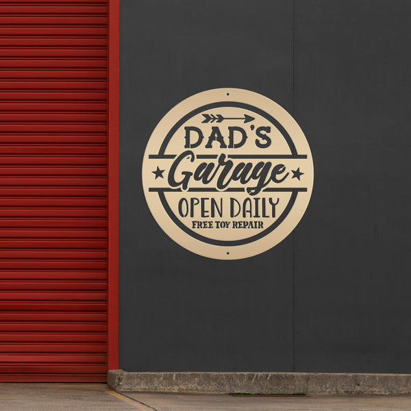 Garage Sign for Dad, Garage Wall Art,  Shop, Garage Signs , Father's Day Gift Idea, Dad's Workshop Sign, Metal Signs for Dad's Shop