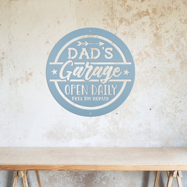 Garage Sign for Dad, Garage Wall Art,  Shop, Garage Signs , Father's Day Gift Idea, Dad's Workshop Sign, Metal Signs for Dad's Shop