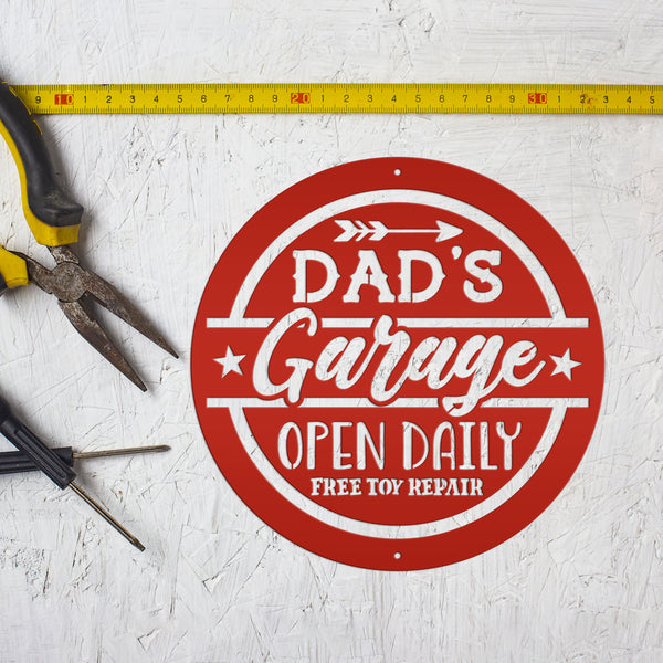 Garage Sign for Dad, Garage Wall Art,  Shop, Garage Signs , Father's Day Gift Idea, Dad's Workshop Sign, Metal Signs for Dad's Shop