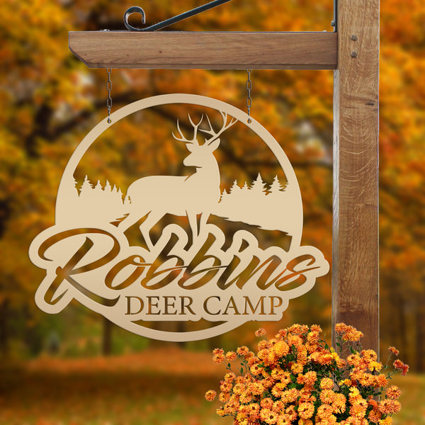 Personalized Deer Metal Sign - Hunting Sign-Metal Deer Wall Decor for Cabin-Fathers Day Gift-Christmas Gift
