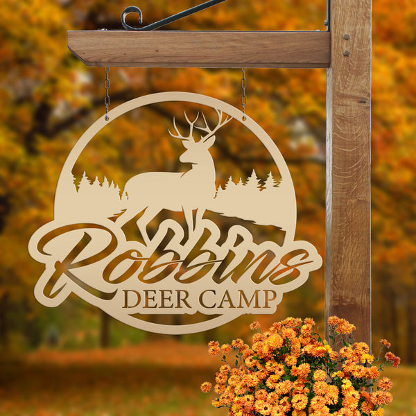 deer in the woods metal sign 