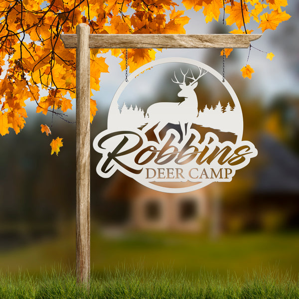 deer in the woods metal sign 