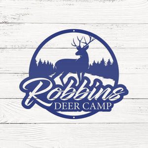 deer in the woods metal sign 