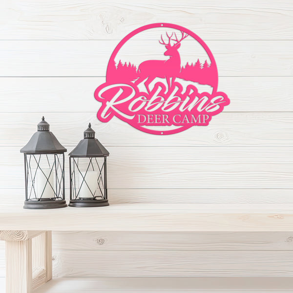 Personalized Deer Metal Sign, Hunting Sign Wall Decor for Cabin, Fathers Day Gift, Deer Camp Sign