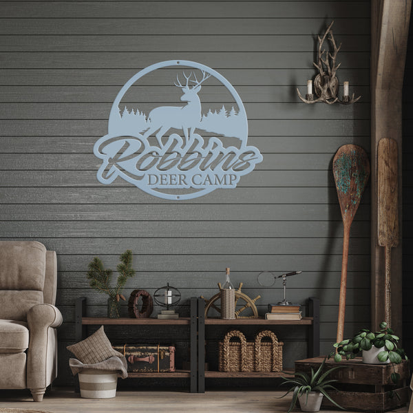 Personalized Deer Metal Sign, Hunting Sign Wall Decor for Cabin, Fathers Day Gift, Deer Camp Sign