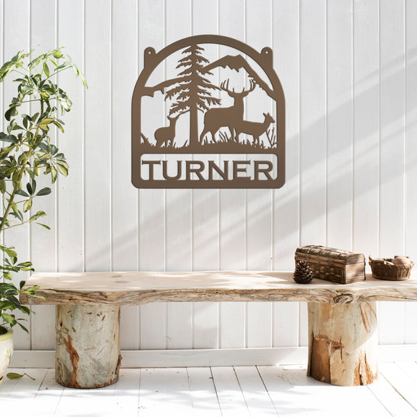Deer Family Welcome Metal Sign- Deer Themed Welcome Sign-Custom Deer Hunting Sign -Deer Cabin Family Name Sign