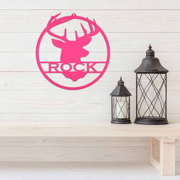 Last Name Deer Monogram Wall Hanging Deer Head Metal Wall Sign Black Metal Sign Deer Head Home Decor Deer Head Metal Art Wedding Gift Groom