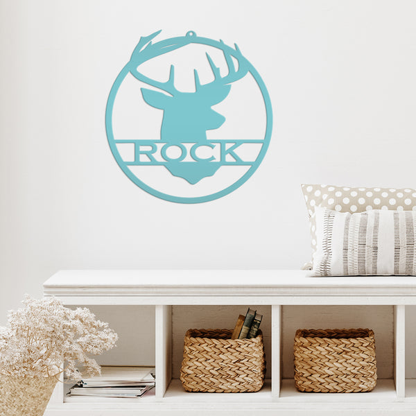 Last Name Deer Monogram Wall Hanging Deer Head Metal Wall Sign Black Metal Sign Deer Head Home Decor Deer Head Metal Art Wedding Gift Groom