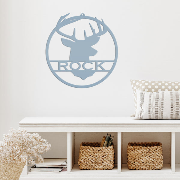 Last Name Deer Monogram Wall Hanging Deer Head Metal Wall Sign Black Metal Sign Deer Head Home Decor Deer Head Metal Art Wedding Gift Groom