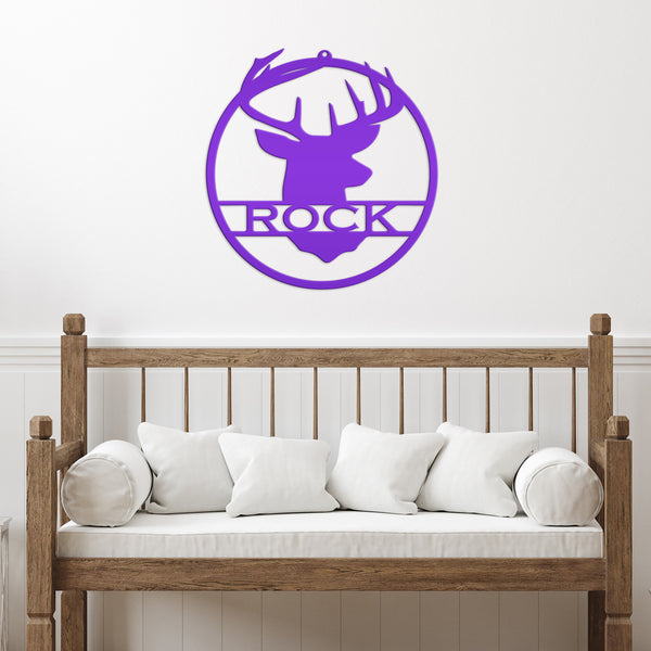 Last Name Deer Monogram Wall Hanging Deer Head Metal Wall Sign Black Metal Sign Deer Head Home Decor Deer Head Metal Art Wedding Gift Groom