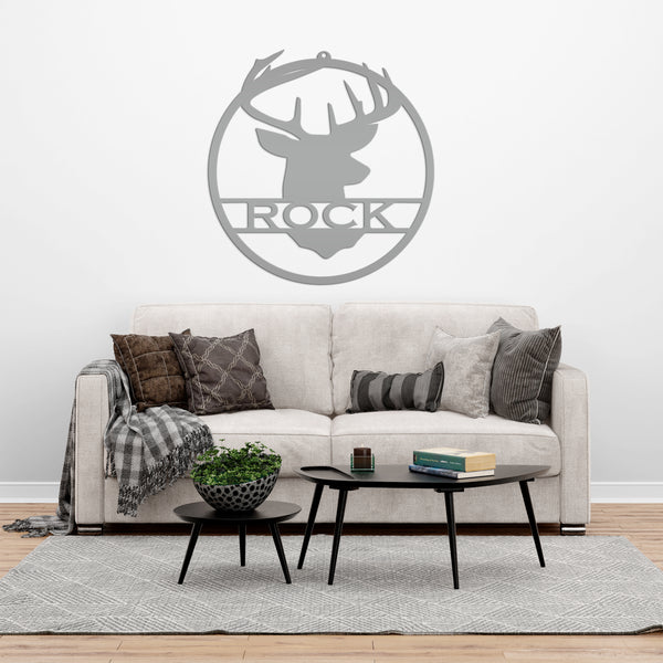 Last Name Deer Monogram Wall Hanging Deer Head Metal Wall Sign Black Metal Sign Deer Head Home Decor Deer Head Metal Art Wedding Gift Groom