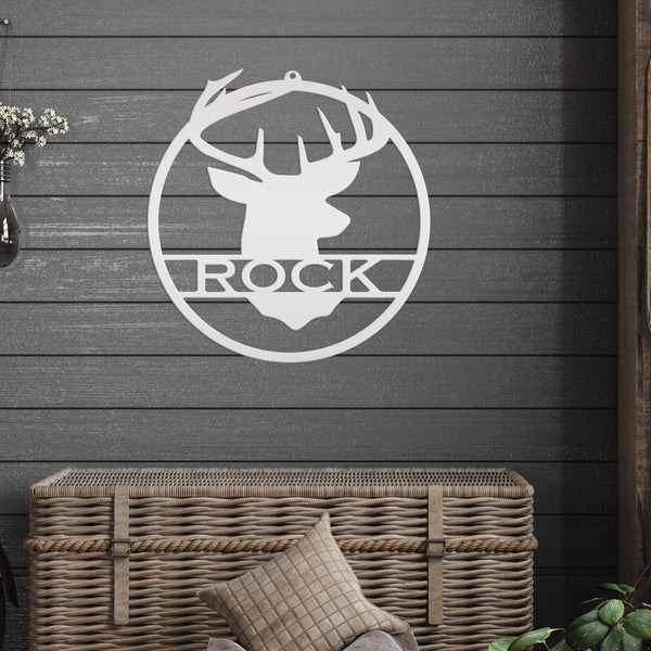 Last Name Deer Monogram Wall Hanging Deer Head Metal Wall Sign Black Metal Sign Deer Head Home Decor Deer Head Metal Art Wedding Gift Groom