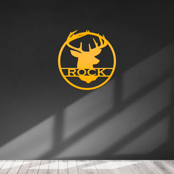 Last Name Deer Monogram Wall Hanging Deer Head Metal Wall Sign Black Metal Sign Deer Head Home Decor Deer Head Metal Art Wedding Gift Groom
