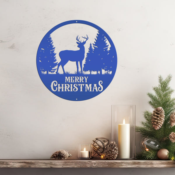 Metal Merry Christmas Deer Sign, Outdoor Holiday Sign, Indoor Christmas Decor