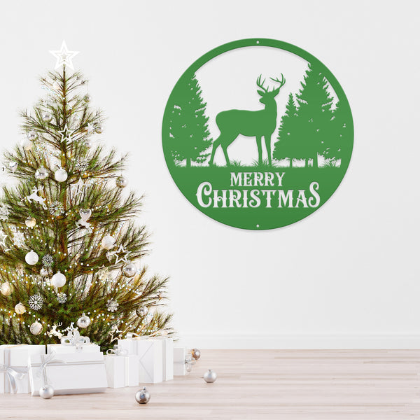 Metal Merry Christmas Deer Sign, Outdoor Holiday Sign, Indoor Christmas Decor