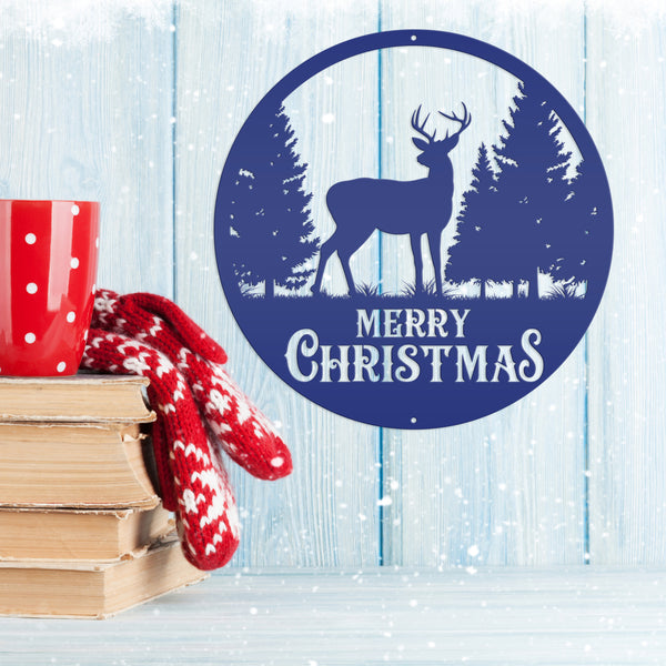 Metal Merry Christmas Deer Sign, Outdoor Holiday Sign, Indoor Christmas Decor