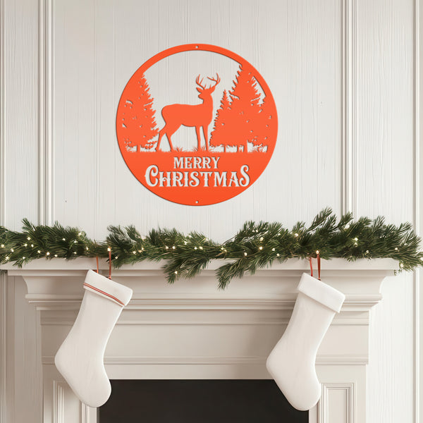 Metal Merry Christmas Deer Sign, Outdoor Holiday Sign, Indoor Christmas Decor