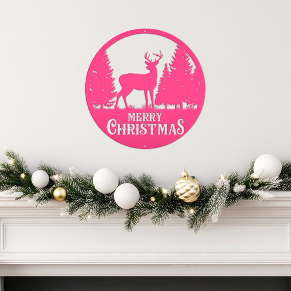 Metal Merry Christmas Deer Sign, Outdoor Holiday Sign, Indoor Christmas Decor