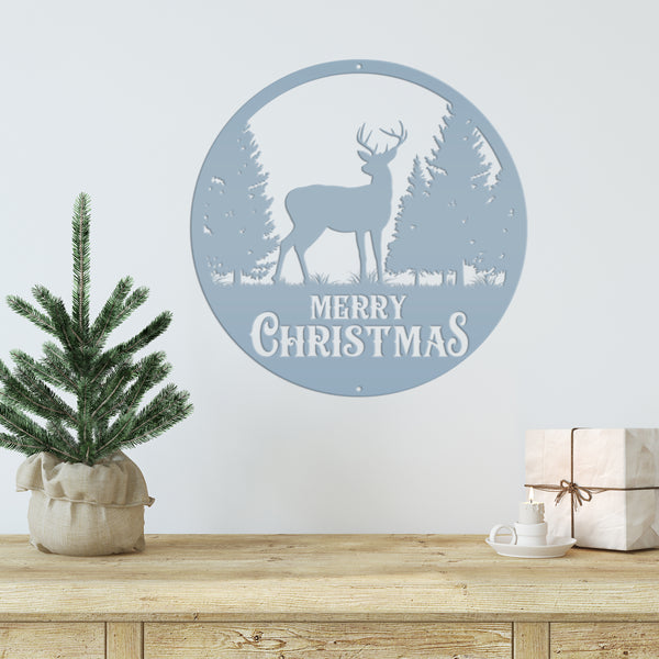 Metal Merry Christmas Deer Sign, Outdoor Holiday Sign, Indoor Christmas Decor
