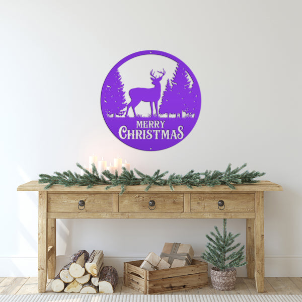 Metal Merry Christmas Deer Sign, Outdoor Holiday Sign, Indoor Christmas Decor