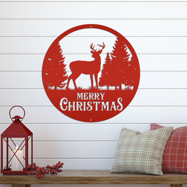 Metal Merry Christmas Deer Sign, Outdoor Holiday Sign, Indoor Christmas Decor