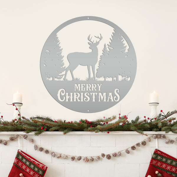 Metal Merry Christmas Deer Sign, Outdoor Holiday Sign, Indoor Christmas Decor
