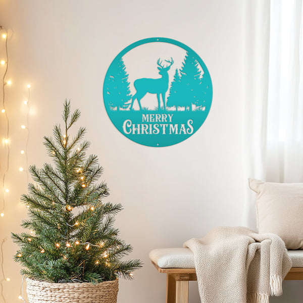 Metal Merry Christmas Deer Sign, Outdoor Holiday Sign, Indoor Christmas Decor