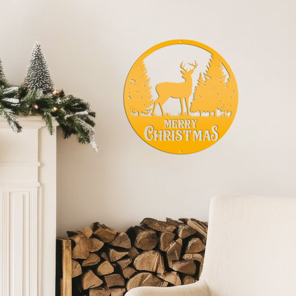 Metal Merry Christmas Deer Sign, Outdoor Holiday Sign, Indoor Christmas Decor